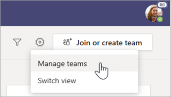 Select Manage teams.