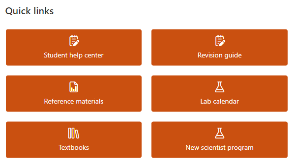 Screenshot of quick links.
