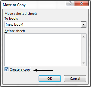 The Create a copy check box is at the bottom of the dialog box.