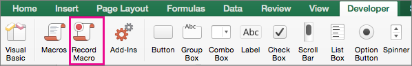 Excel for Mac Record Macro