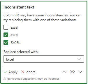 Inconsistent text suggestion card