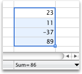 Sum result in status bar