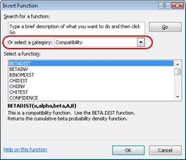 Insert Function dialog box