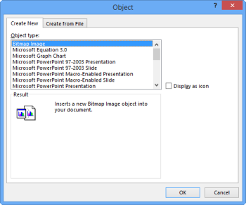 Insert Object dialog box