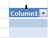 Table column selection arrow