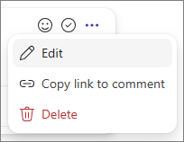 Edit option in Copilot pages to edit an existing comment.