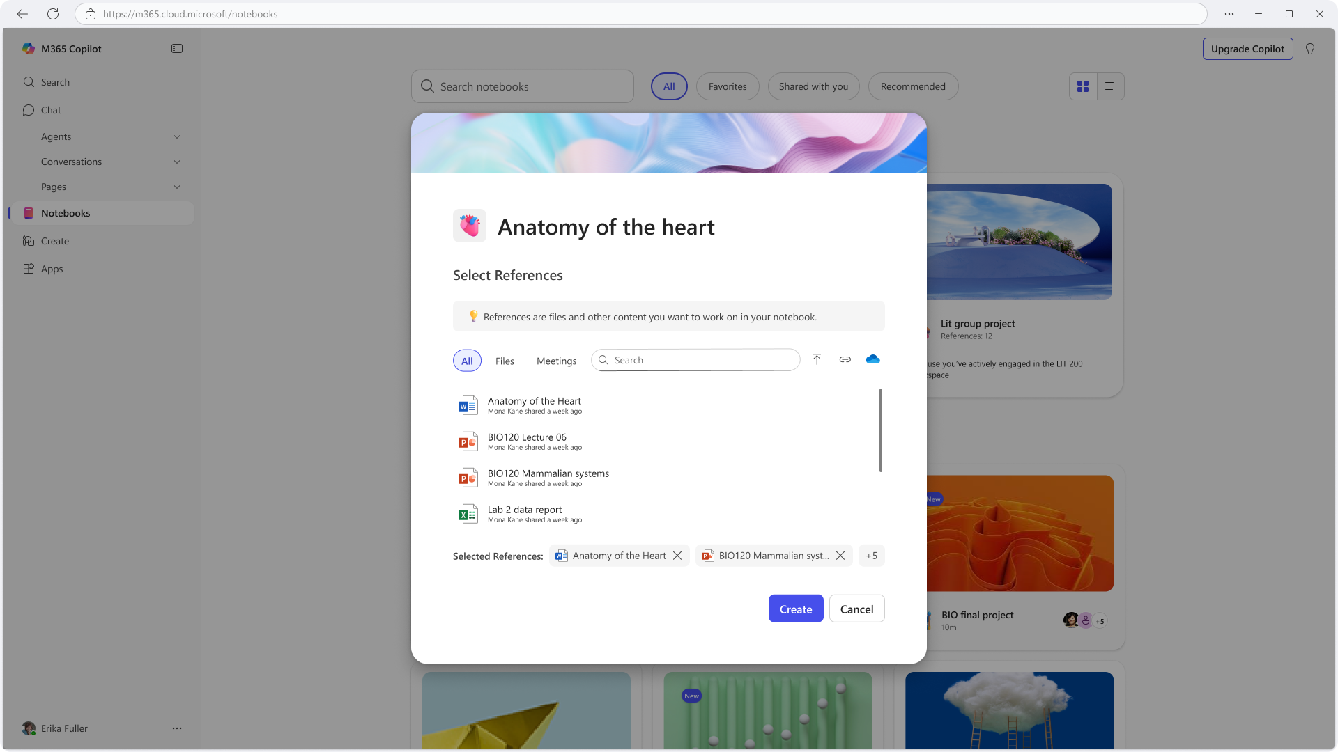Screenshot showing how to select references.