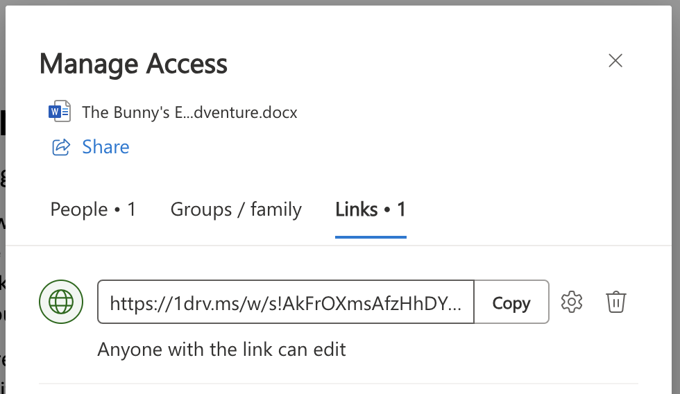 Manage Access dialog