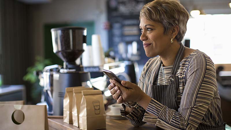 A woman with a smartphone