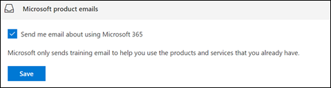 Screenshot: Opt out of receiving Microsoft training in email