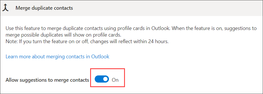 Merge contacts setting on