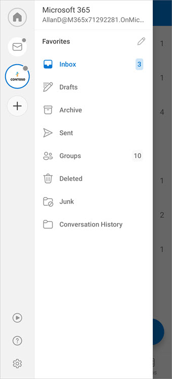 Tap the circle on the top left to access your account’s folder list and tap groups.