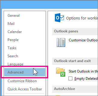 Click File, options, Advanced