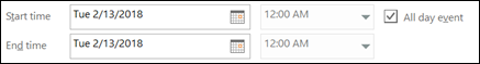 Check or uncheck the all day event box.