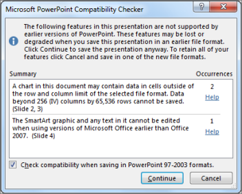 Compatibility checker alert