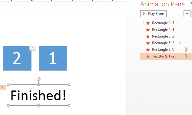After the countdown, you can add an animation to read Finished!