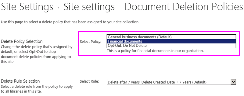Select Policy option