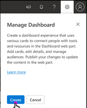 screenshot of managing dashboard card pane