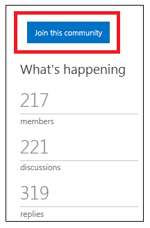 screen shot of the button that says join this community.