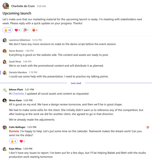 The full view of a channel conversation