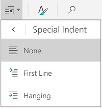 Special indent options