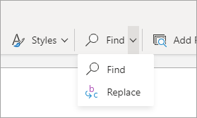 Simplified ribbon find drop down menu.