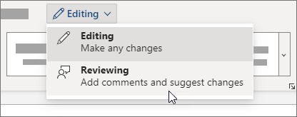 Set Editing to Reviewing.