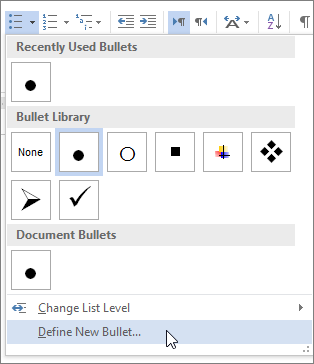 Defining a new bullet style