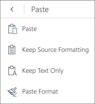 Paste formatting