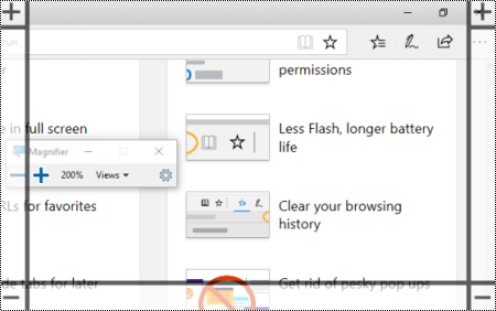 Magnifier borders with the top border invisible signifying a web page scrolled to the very top of the page.