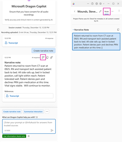 Image shows editing a new card and the populated notes tab on the timeline