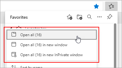 Options to open all favorites