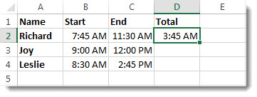 One time subtracted from another to get elapsed time