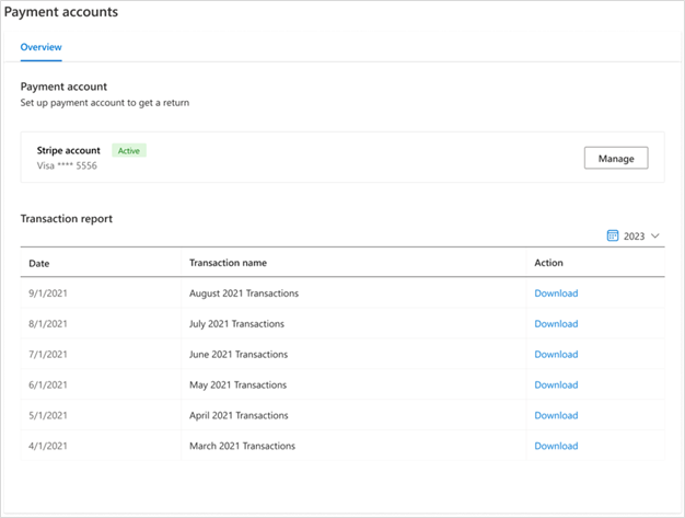 Manage MSN Partner Hub payment account