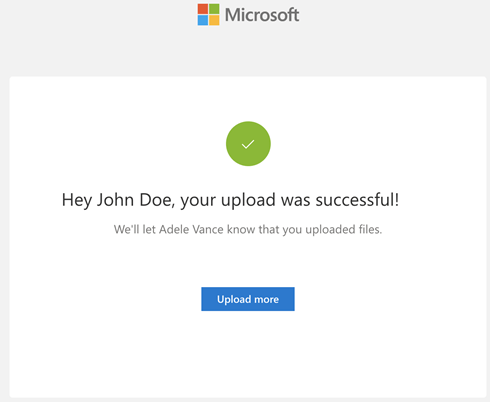 Prompt that upload was successful