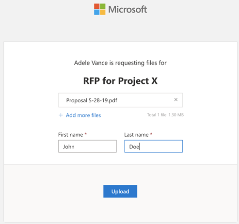 Request files upload box