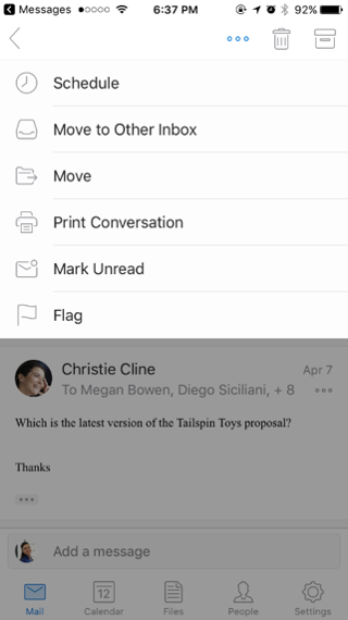 Acting on a message
