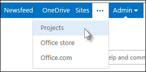 Click the ... button in the blue bar, and then click Projects.