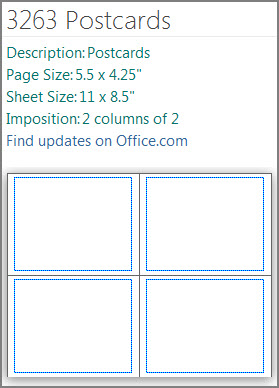 Template description for an Avery postcard template.