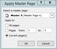 A screenshot shows the Apply Master Page dialog box.