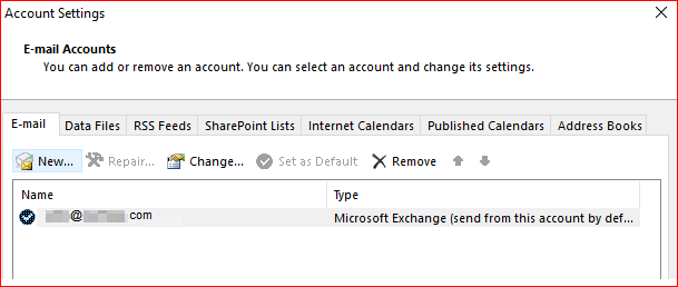 A screenshot of the Email accounts page