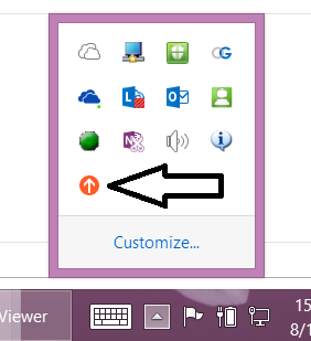 Server sync error icon in the system tray.