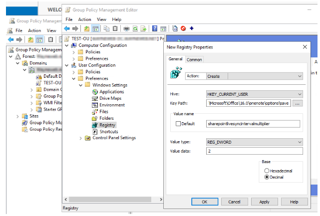 Screenshot of the Registry displaying a decimal value of 2 for the dword.