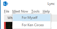 Screenshot of starting a meet now as a delegate