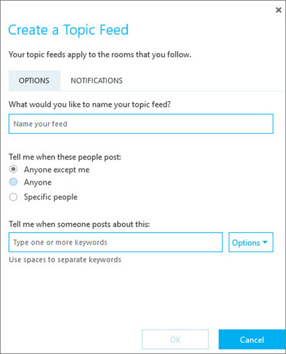 Create a topic feed form