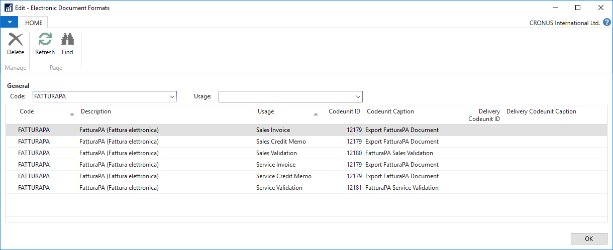 The screenshot of Electronic Document Formats