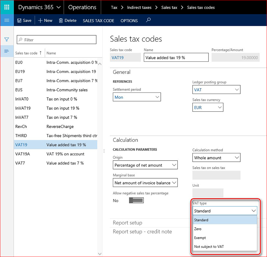 This image shows the VAT type field.