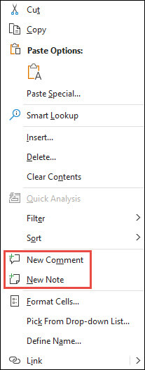 Image of Excels right-click context menu