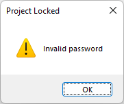 Screenshot of the Invalid password error