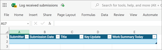 Create an Excel file to sync update submissions you receive
